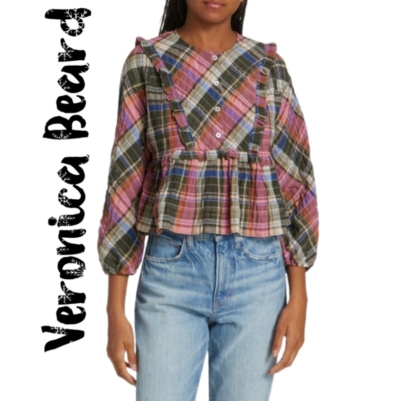 Veronica Beard Multicolor Plaid Blouse - Picture 1 of 16